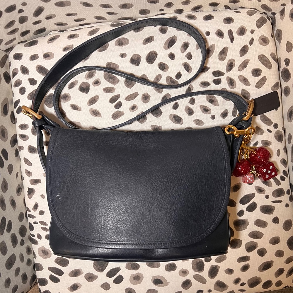 Vintage Coach Navy Leather Bag